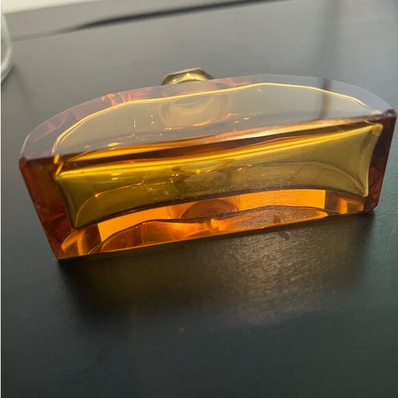 Antique Heinrich Hoffmann Amber/Yellow Perfume Bottle and Stopper- Venus & Cupid - Picture 9 of 16